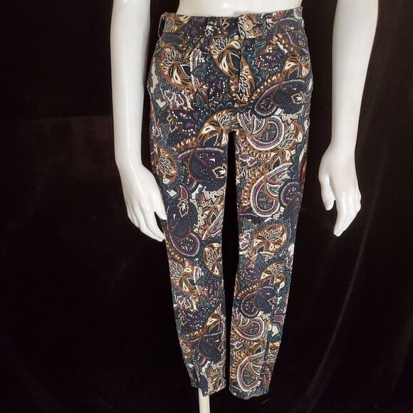 7 For All Mankind Ankle Skinny Paisley Jeans (24) - Picture 3 of 7